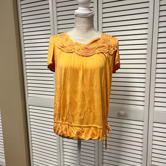 Vivienne Tam Orange Textured Top - Picture 1 of 8